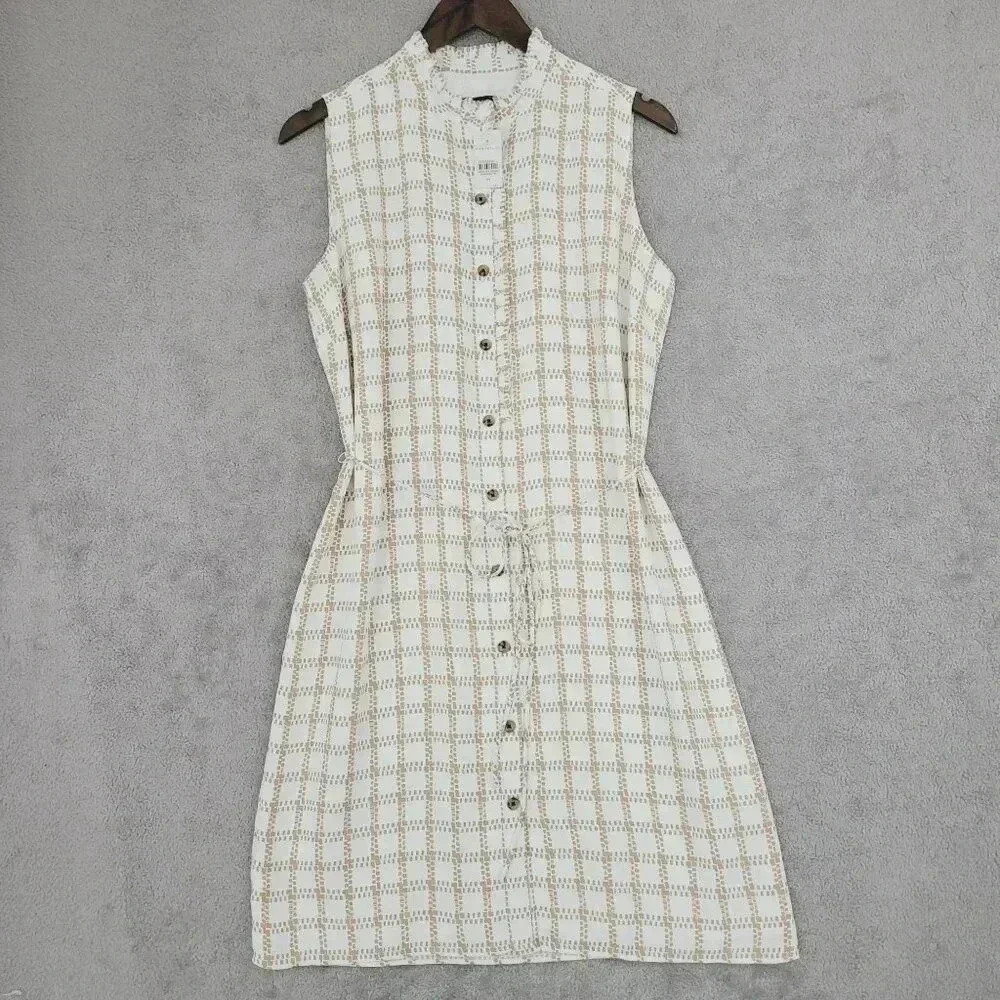 NWT Ann Taylor Womens Sleeveless Button-Down Shirt Dress Midi M   6PT